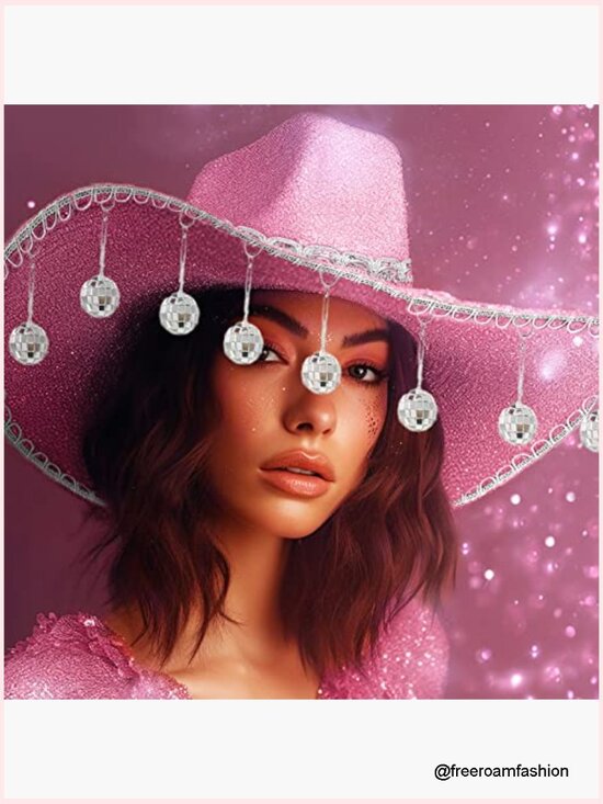Disco Cowgirl Hat with Bandana, Rhinestone Cowboy Hat for Costume Party main image 6